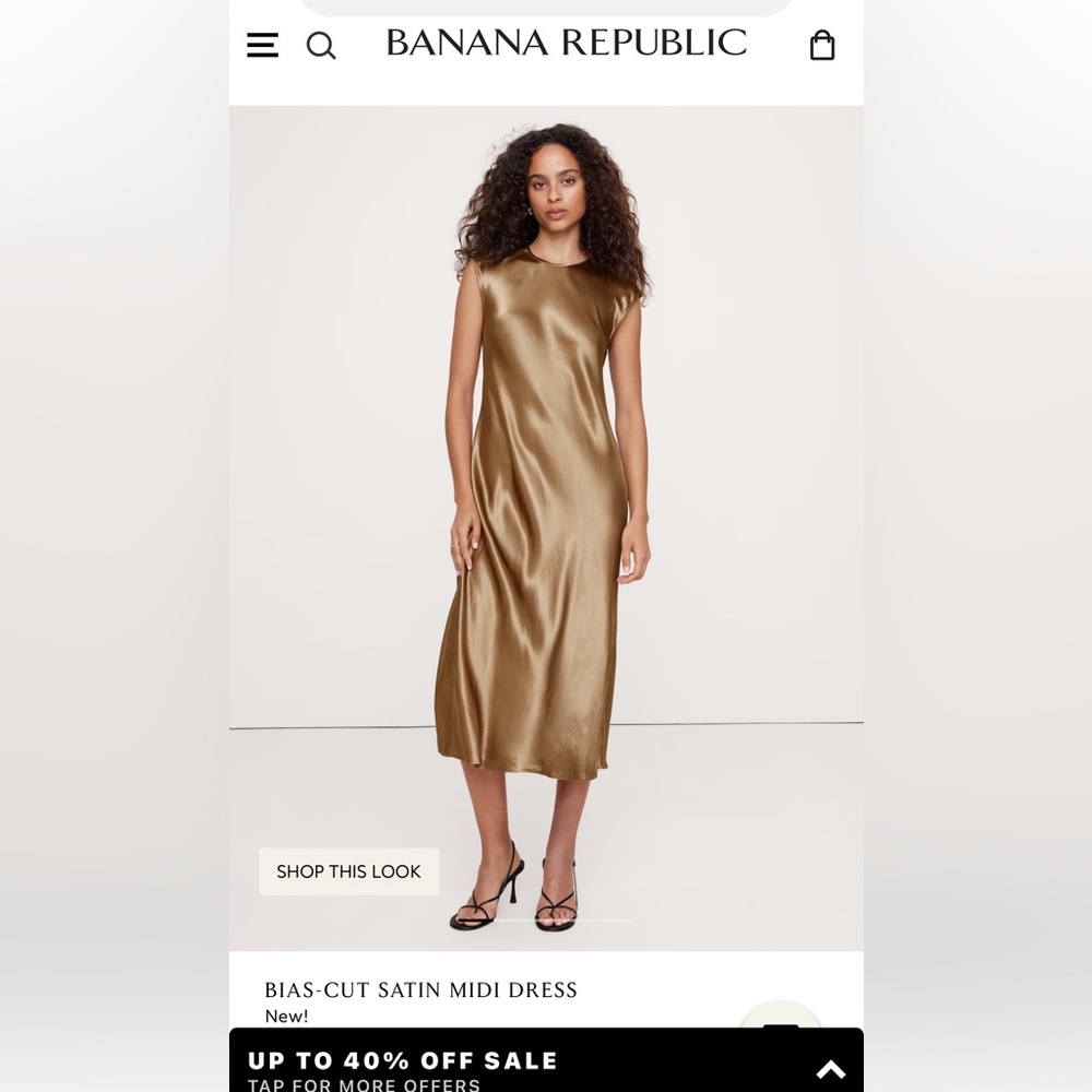 Banana Republic BIAS-CUT SATIN MIDI DRESS MARSHLAND BROWN
